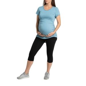 GAIAM Blue/Teal Maternity Ruched Short Sleeve T-Shirt Cozy Womens XL